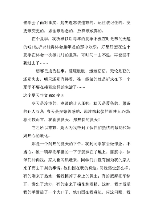 这个夏天作文600字