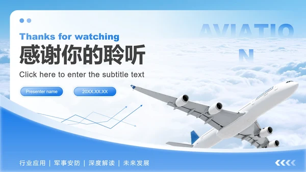 蓝色商务风航空发展趋势商务演讲PPT模板