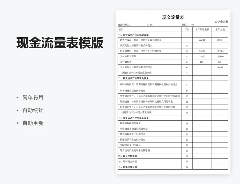 现金流量表模版