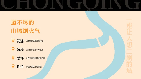 橙黑色插画风重庆旅游攻略