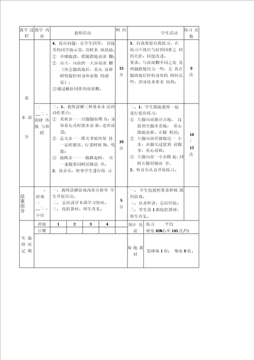 初中体育教案全集