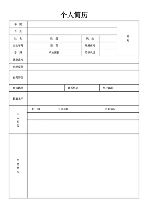 软件工程师表格简历模板