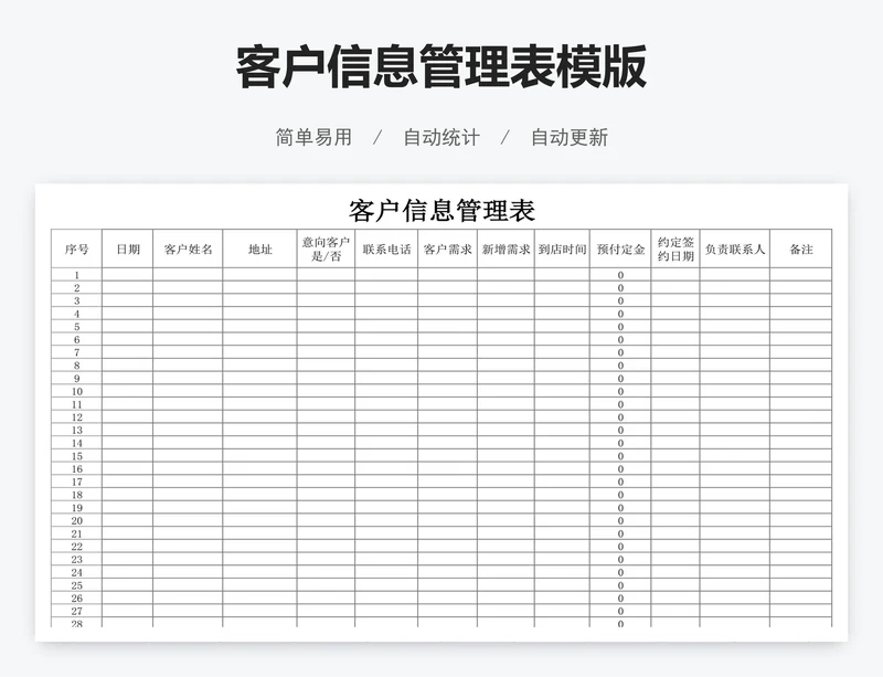客户信息管理表模版