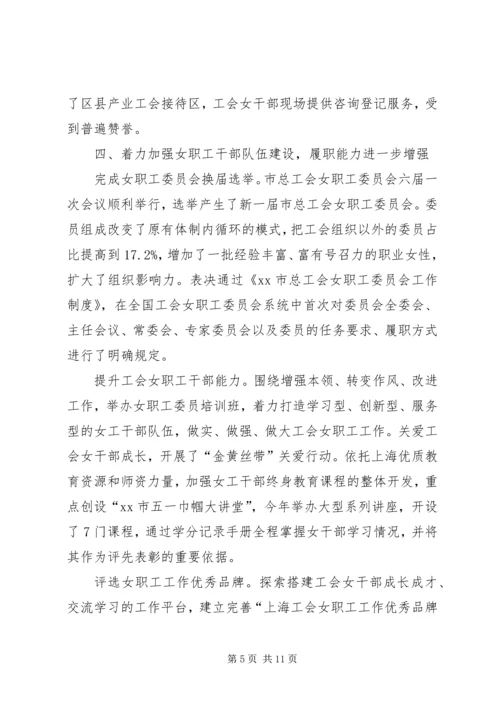 在市总工会女职工委员会六届二次全委（扩大）会议上的工作报告.docx