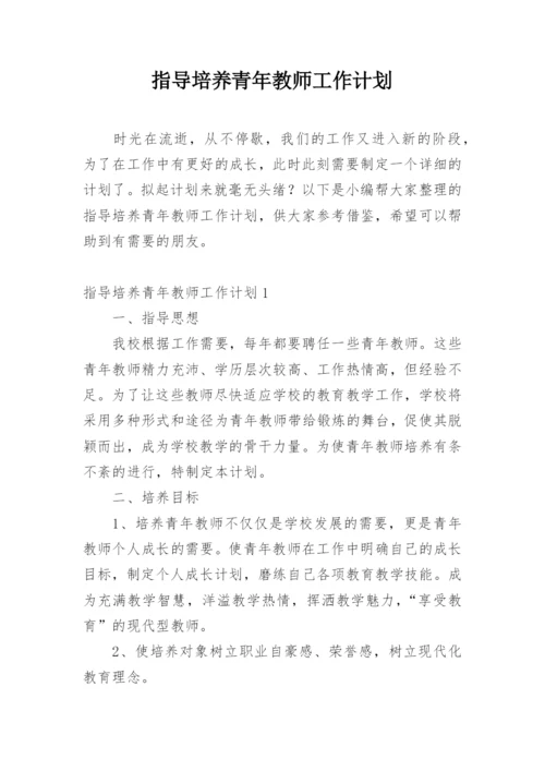 指导培养青年教师工作计划.docx