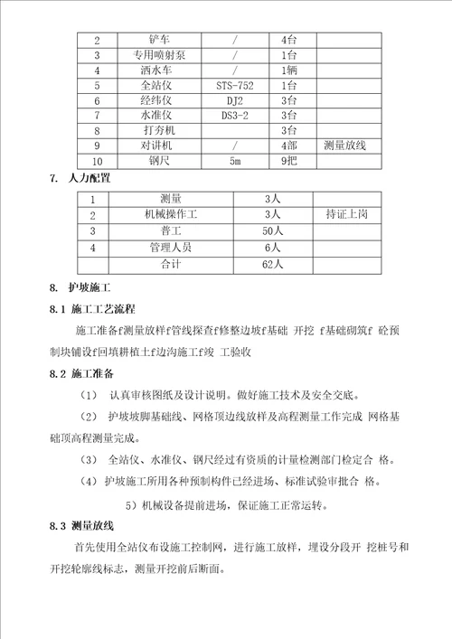 空心六角块骨架植物护坡施工方案