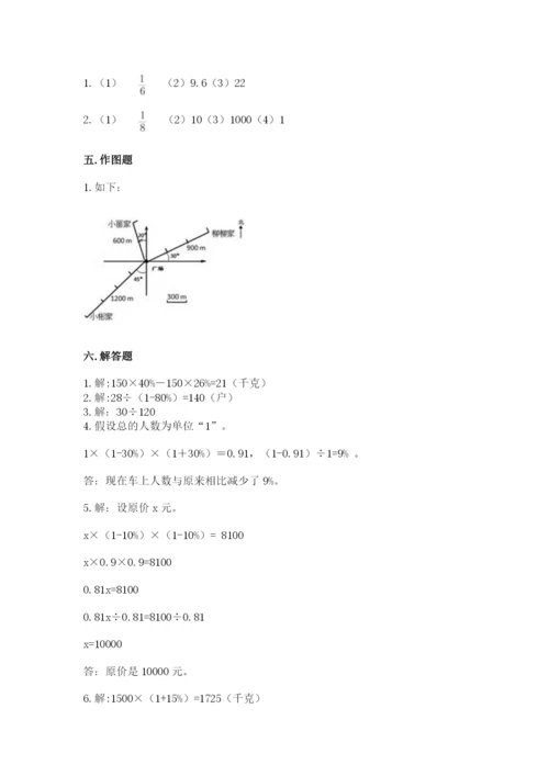 2022人教版六年级上册数学期末测试卷附答案（突破训练）.docx