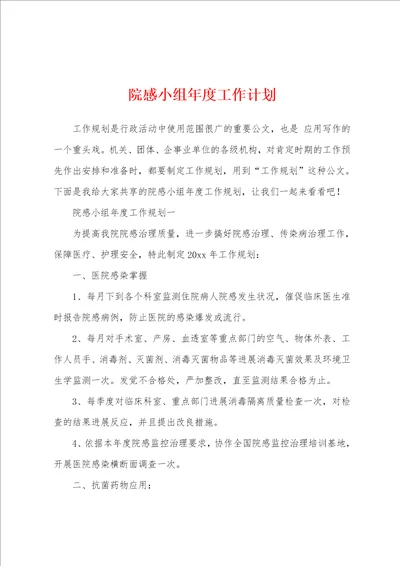 院感小组年度工作计划