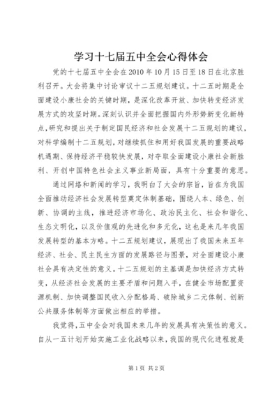 学习十七届五中全会心得体会 (17).docx