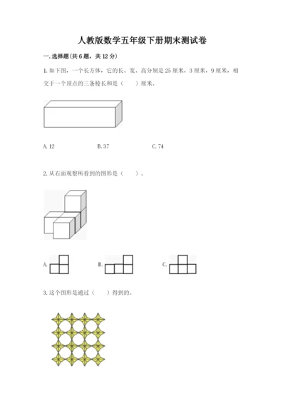 人教版数学五年级下册期末测试卷及参考答案【考试直接用】.docx