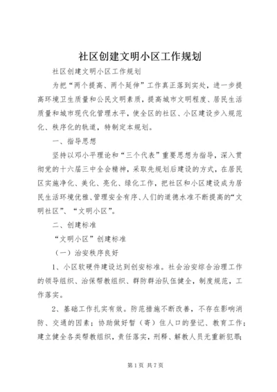 社区创建文明小区工作规划.docx