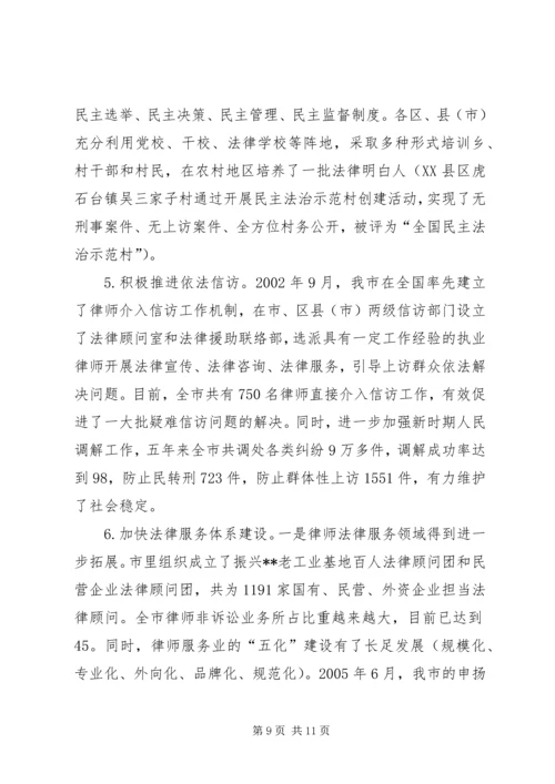 四五普法工作汇报XX市依法治理工作情况汇报 (4).docx