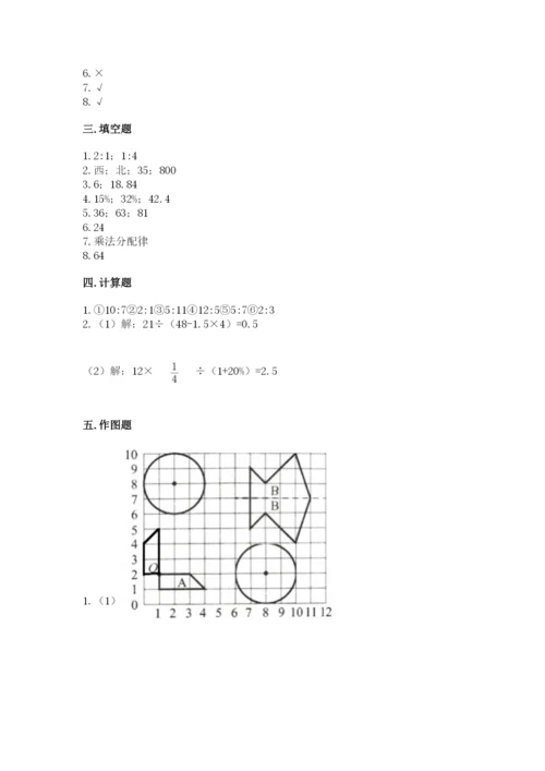 小学六年级上册数学期末测试卷及参考答案（综合题）.docx