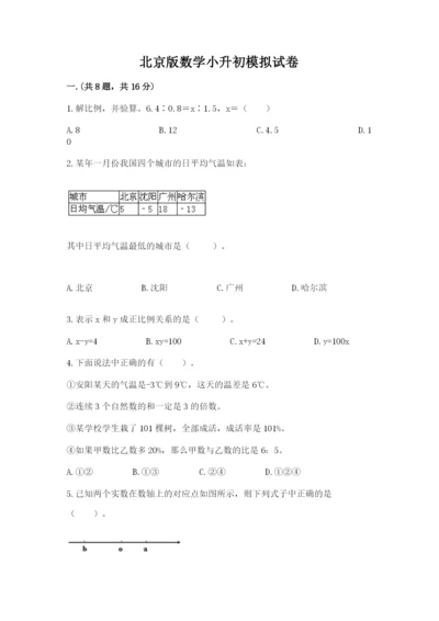 北京版数学小升初模拟试卷及参考答案【基础题】.docx