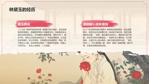 红色水墨风人物介绍——红楼梦林黛玉PPT模板