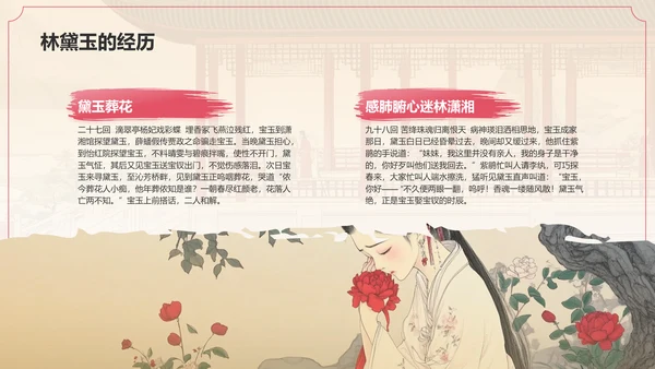红色水墨风人物介绍——红楼梦林黛玉PPT模板