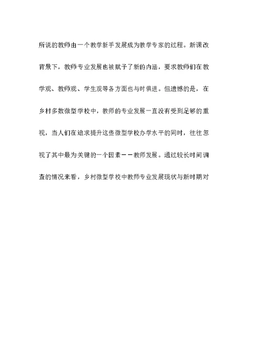 乡村微型学校教师专业发展的现状与思考
