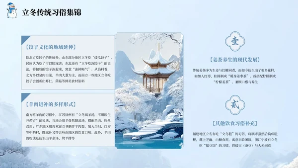 蓝色国风中国传统节日立冬节气PPT模板