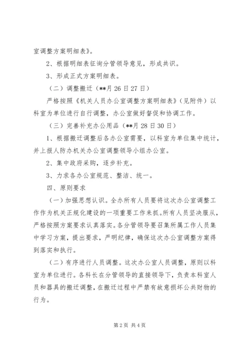 人防办机关办公室调整实施方案.docx