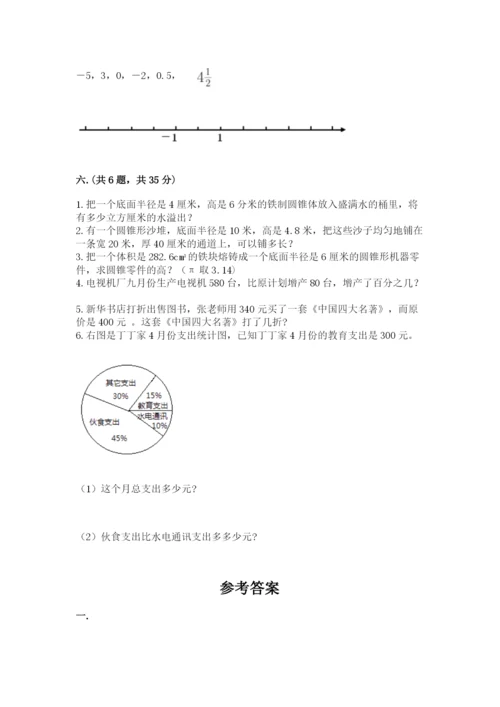 沪教版六年级数学下学期期末测试题及完整答案（夺冠）.docx