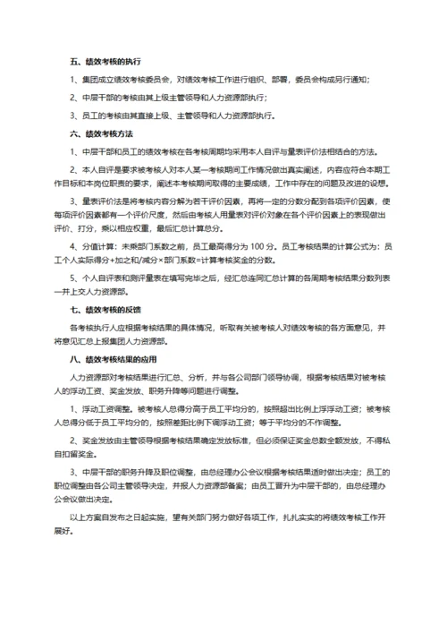 公司员工绩效考核方案