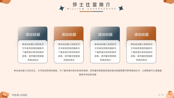 大气莎士比亚人物介绍宣传PPT