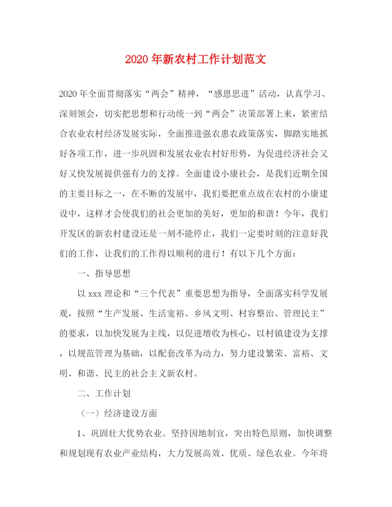 精编之年新农村工作计划范文.docx