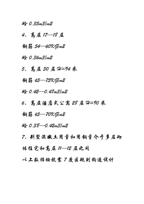 一个土建工程师应掌握的数据.docx