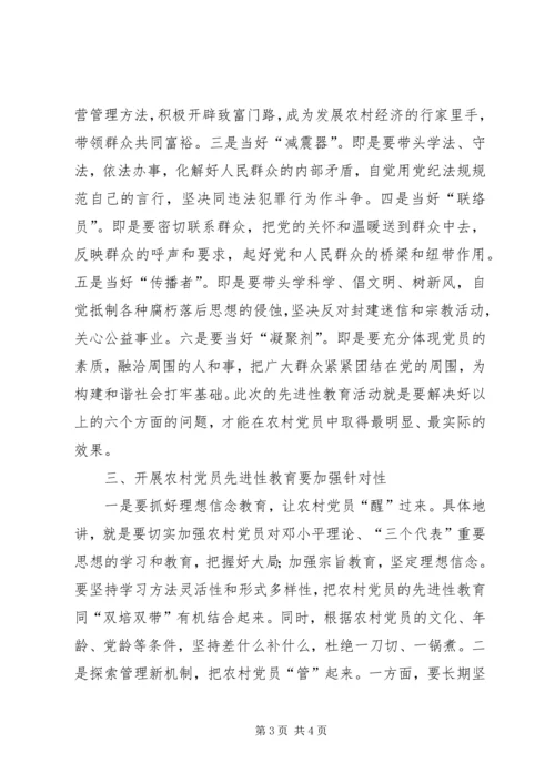 开展农村党员先进性教育活动的思考.docx