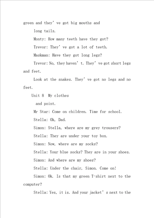 剑桥国际少儿英语712单元录音稿book,1
