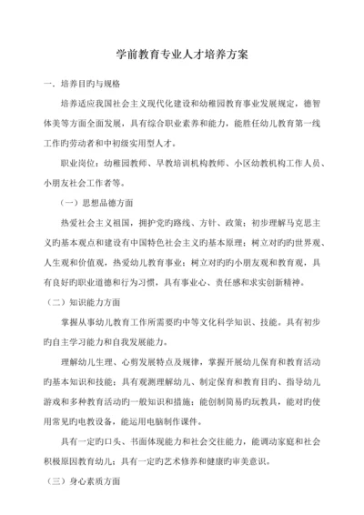 中职学校学前教育专业人才培养方案.docx