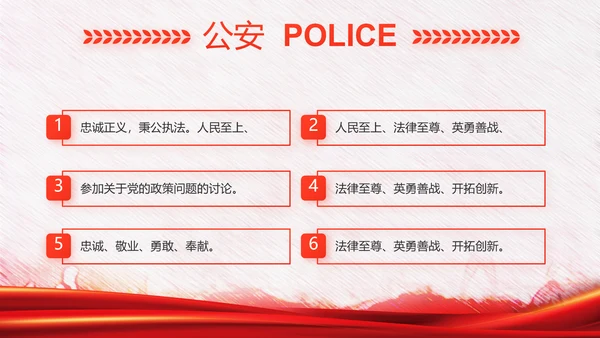 红色公安警察年终工作总结汇报PPT