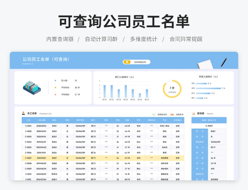 可查询公司员工名单