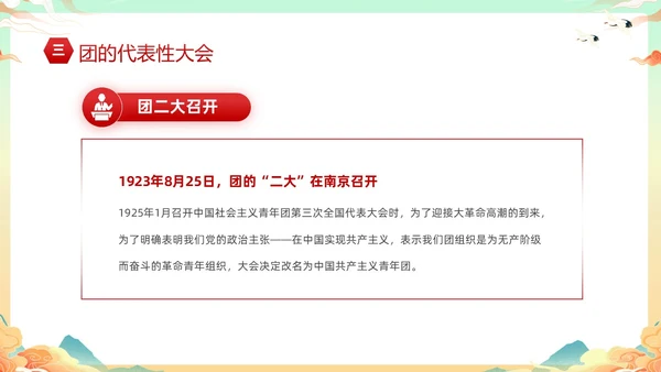 黄色国潮风庆祝中国共青团建团101年课件PPT五四青年节