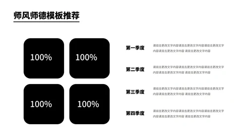 深蓝色简约风师风师德PPT模板