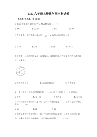 2022六年级上册数学期末测试卷及完整答案【必刷】.docx