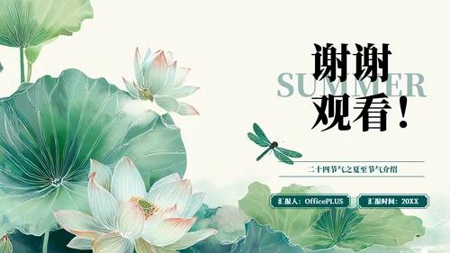 绿色简约二十四节气之夏至PPT模板