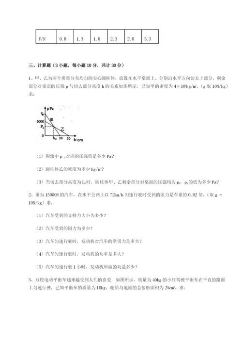 小卷练透内蒙古翁牛特旗乌丹第一中学物理八年级下册期末考试同步测评试卷（含答案详解）.docx