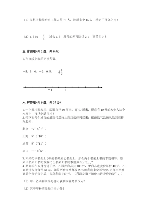 朝阳县六年级下册数学期末测试卷精选.docx