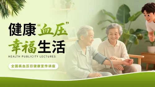 绿色3D立体风全国高血压日健康宣传讲座PPT模版