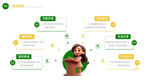 绿色可爱卡通风自我介绍班干部竞选PPT模板