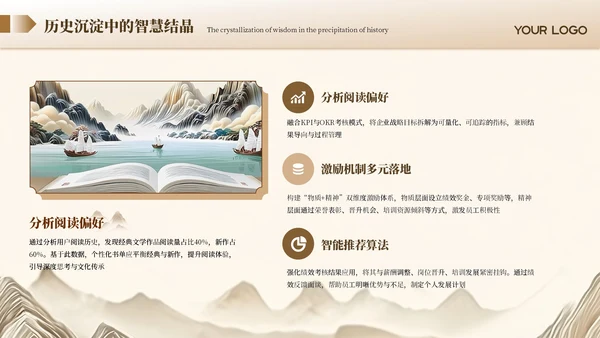 棕色新中式插画风读书分享PPT模板