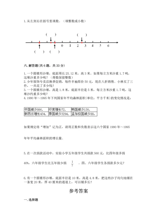 人教版六年级下册数学期末测试卷a4版可打印.docx