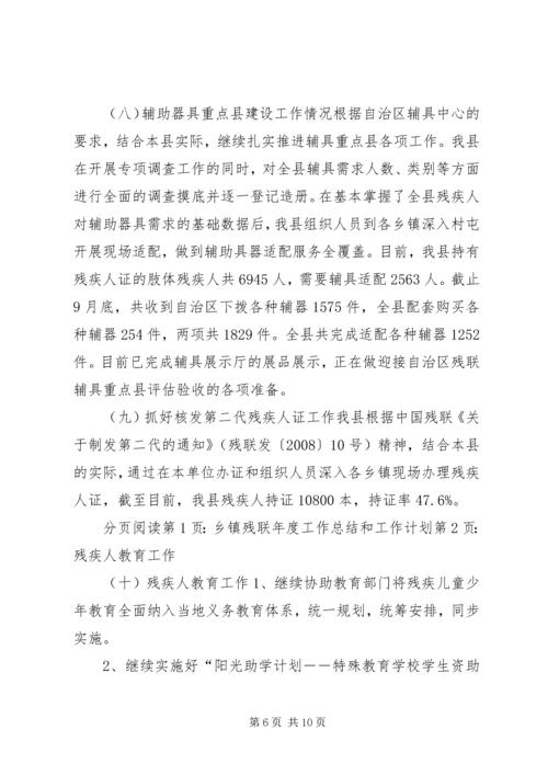 乡镇残联年度工作总结和工作计划.docx