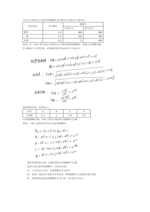 北京建筑大学财务管理计算题