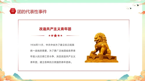 黄色国潮风庆祝中国共青团建团101年课件PPT五四青年节