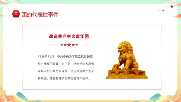 黄色国潮风庆祝中国共青团建团101年课件PPT五四青年节