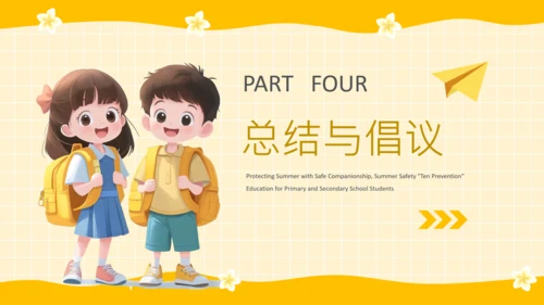 黄色卡通风格暑期安全教育PPT
