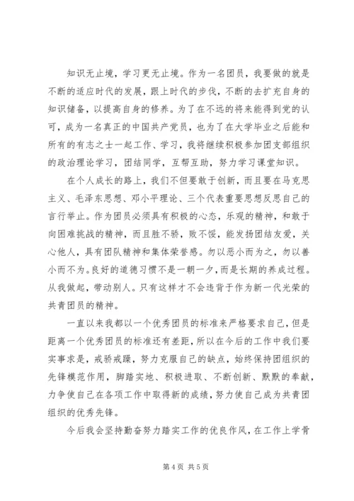 优秀共青团员申报材料范文.docx