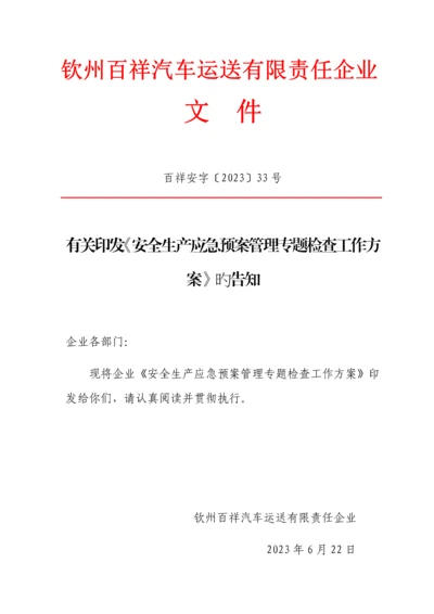 2023年安全生产应急预案管理专项检查工作方案.docx